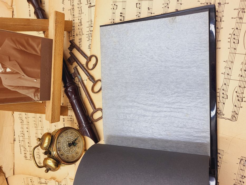 Stary album na zdjęcia wykonany z laki