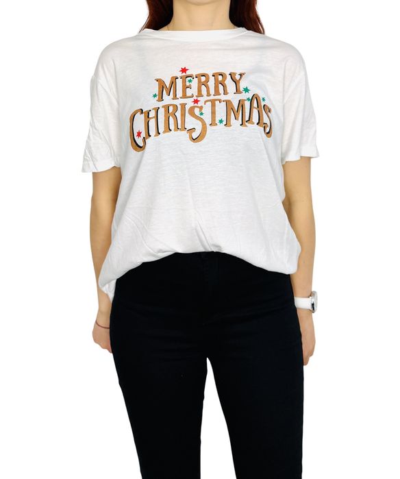 Biała koszulka Merry Christmas L 40 Pieces