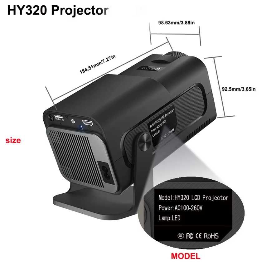 Проектор HY320 оригінал MAGCUBIC, 390ANSI BT5.0 Wifi 6