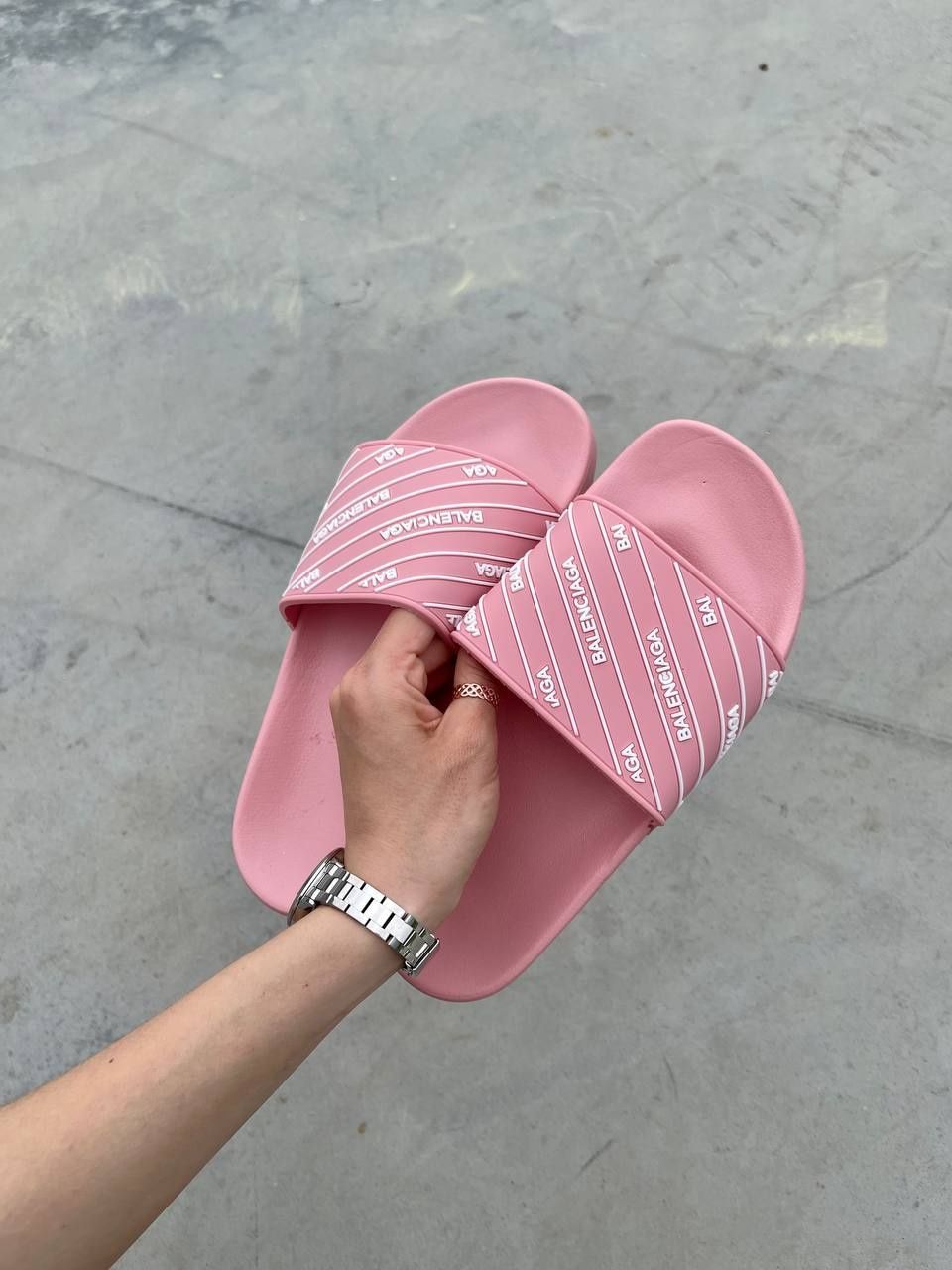 Жіночі шльопанці Balenciaga Slides Small Logo ‘Pink’