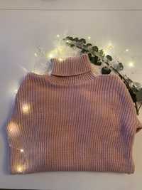Długi różowy sweter