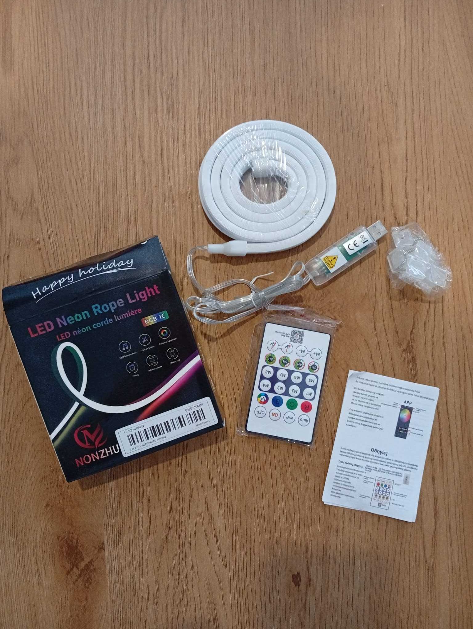 Fita LED RGB 1m – Controle Remoto + App, À Prova de Água