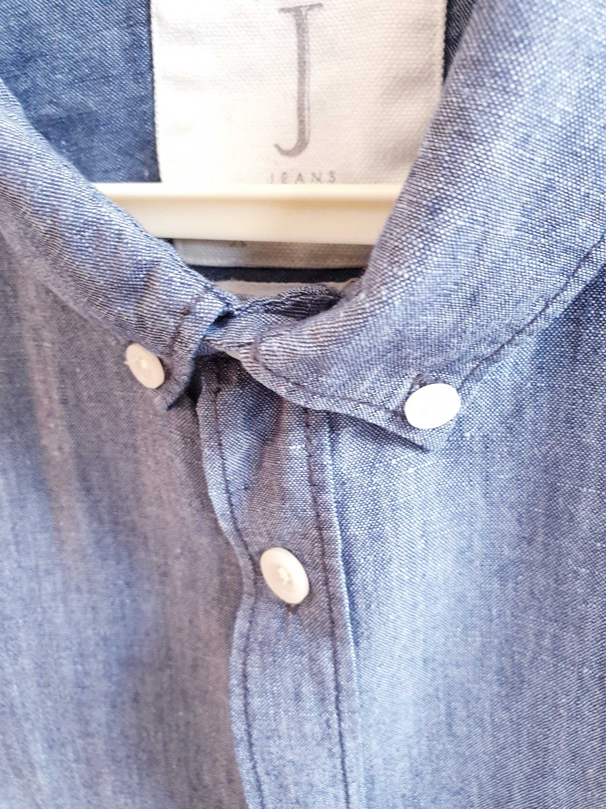 Lniana koszula jak jeansowa dżinsowa granatowa Jasper Conran Jeans M