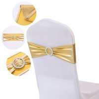 Złota elastyczna opaska wieczór panieński chrzciny prezent kokarda