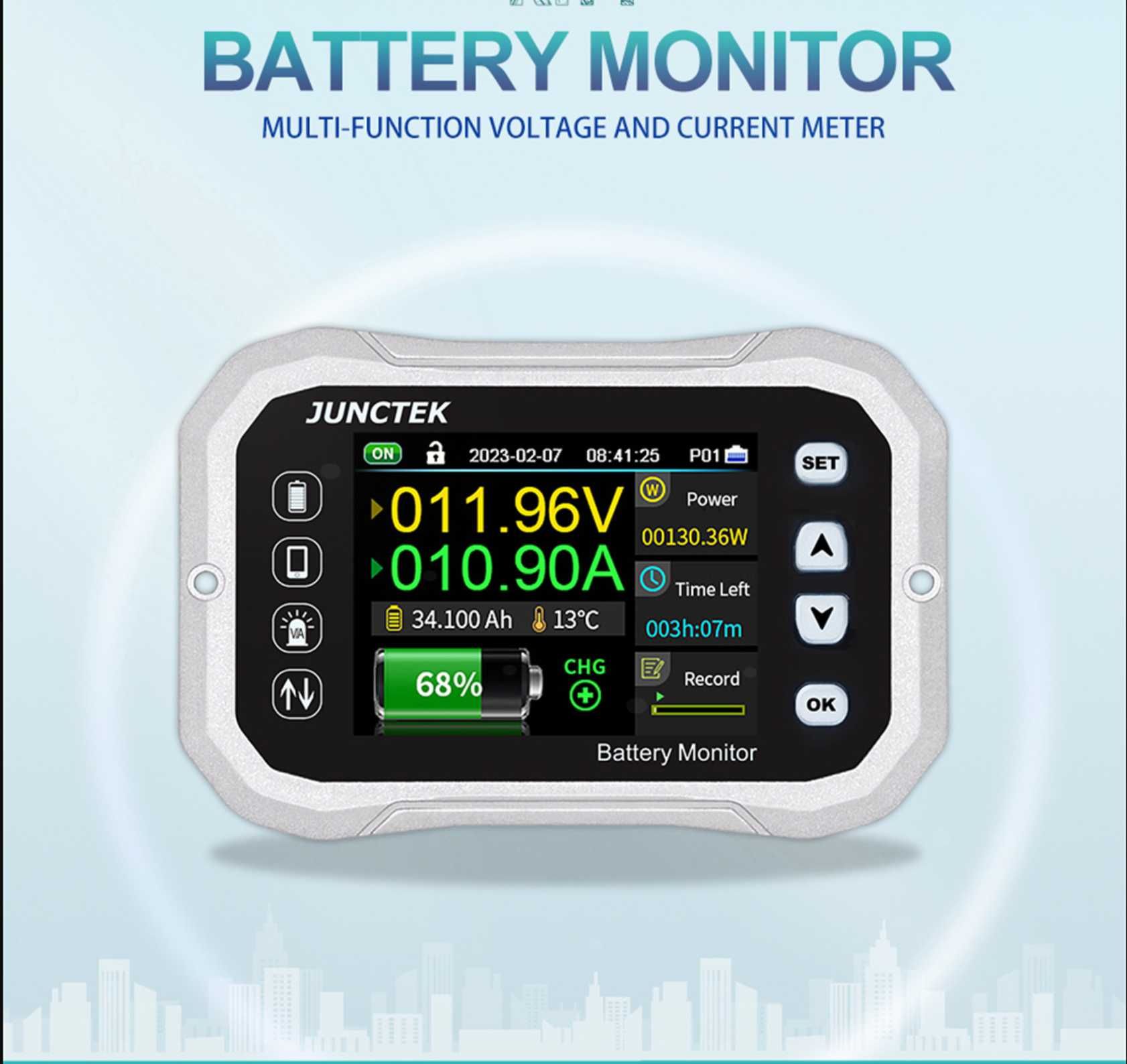 Монітор акумулятора LiFePO4 140А, Bluetooth - напруга,струм,ємність