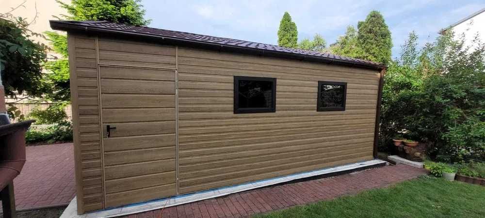 Garaż blaszany blaszak drewnopodobny profil zamknięty 4x6