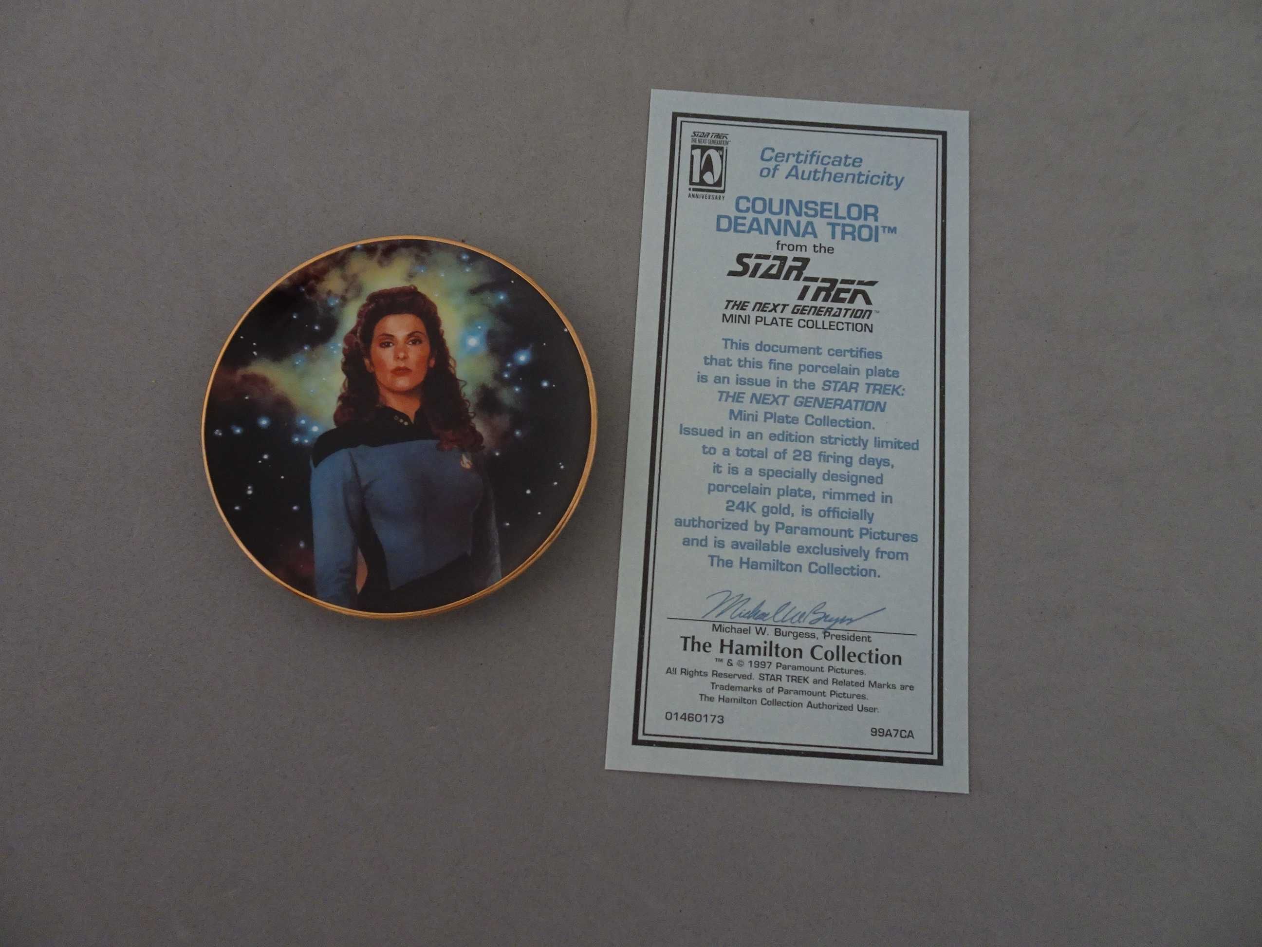 Prato Star Trek Counselor Deanna Troi com certificado de autenticidade