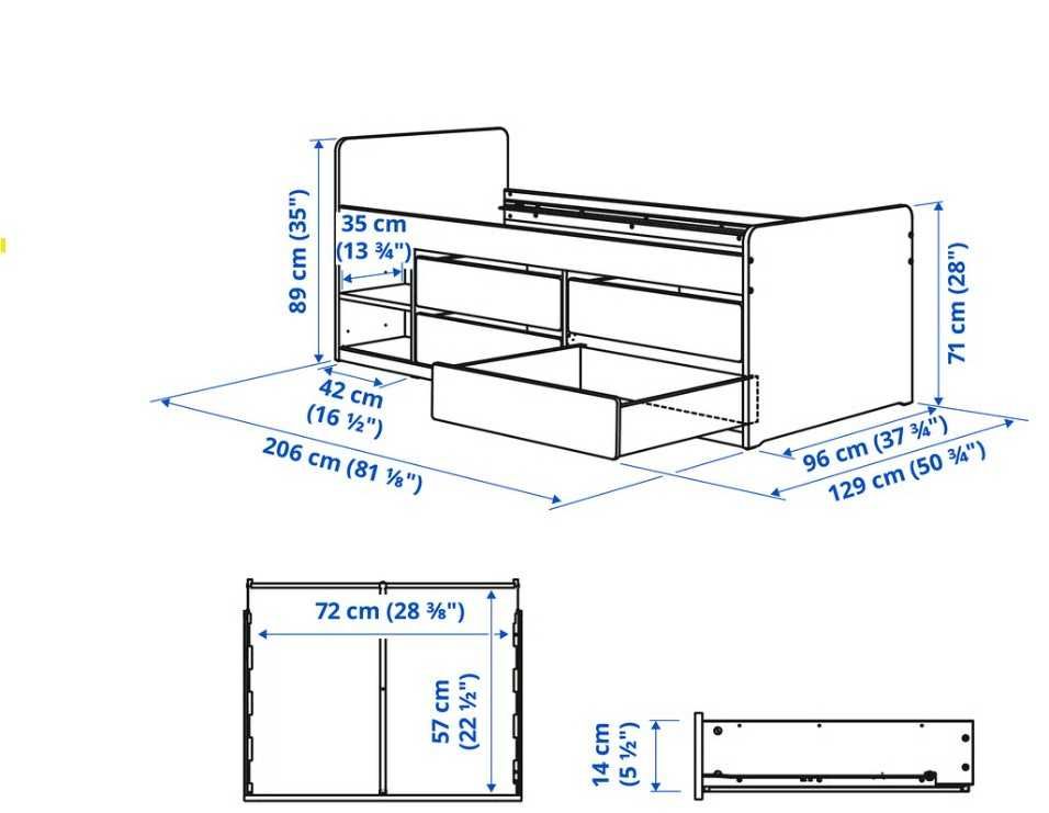 Cama IKEA SLAKT com gavetas de arrumação