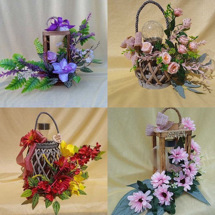 Kompozycje kwiatowe, stroiki funeralne, na cmentarz, nagrobkowe