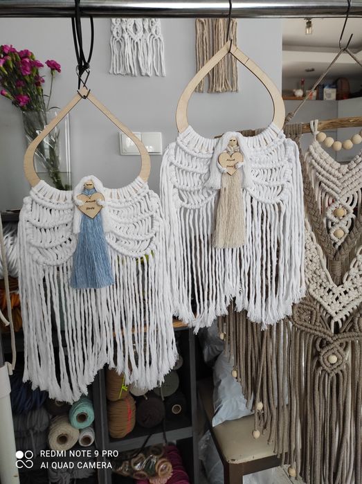 Duże Makramowe anioły. Makramowy Anioł Stróż