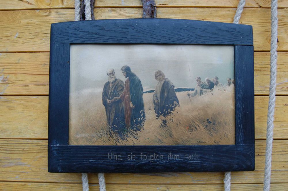 Piękny stary duży obraz olejny  na płótnie marynistyka