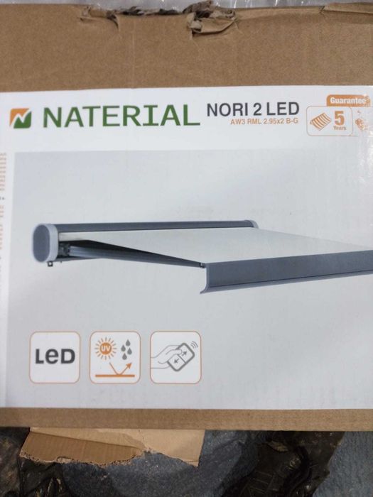 Toldo motorizado CINZA COM TELA BEGE LED 3X2M