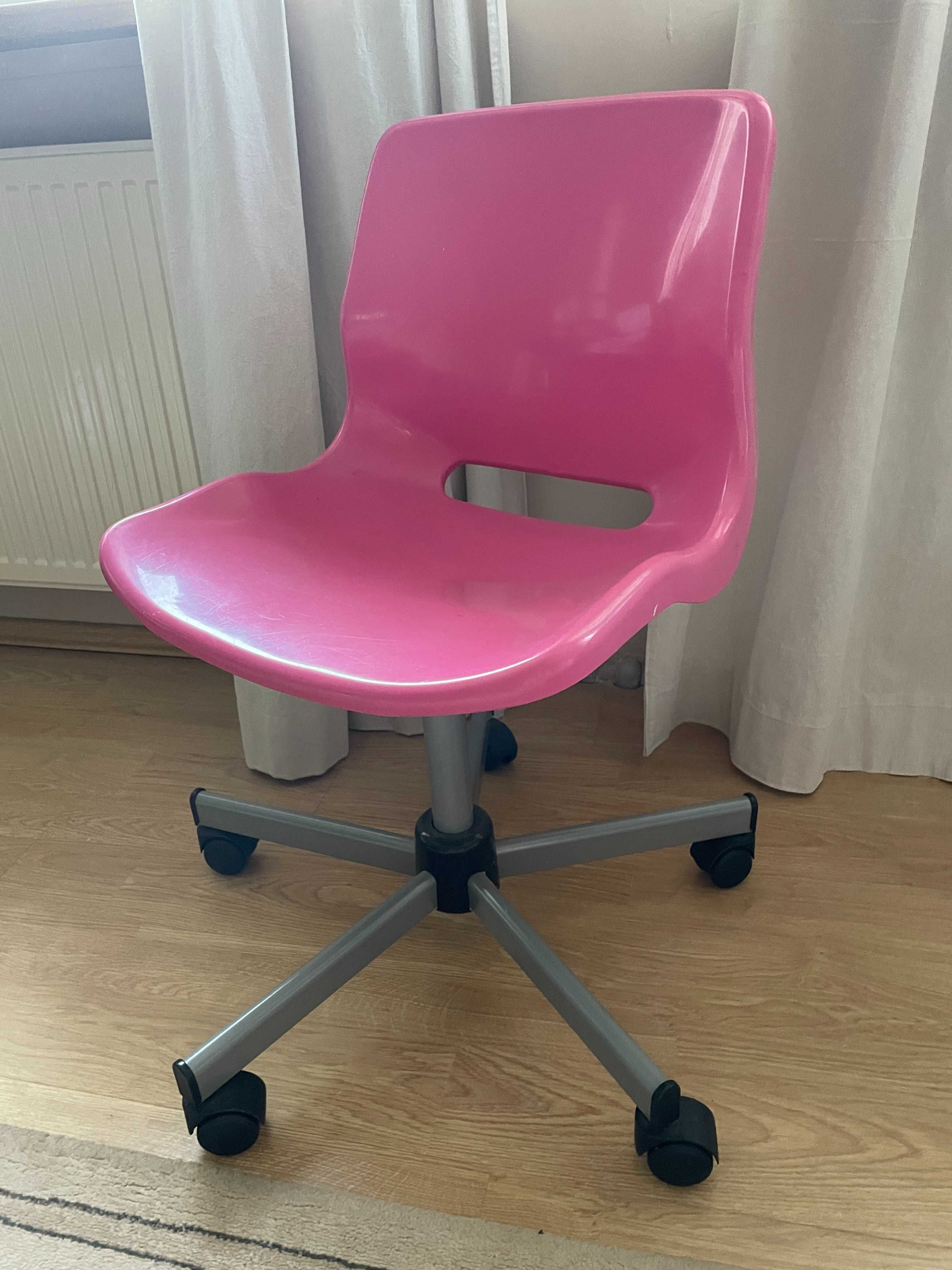 Różowy fotel do biurka, biurkowy, krzesło do biurka, IKEA