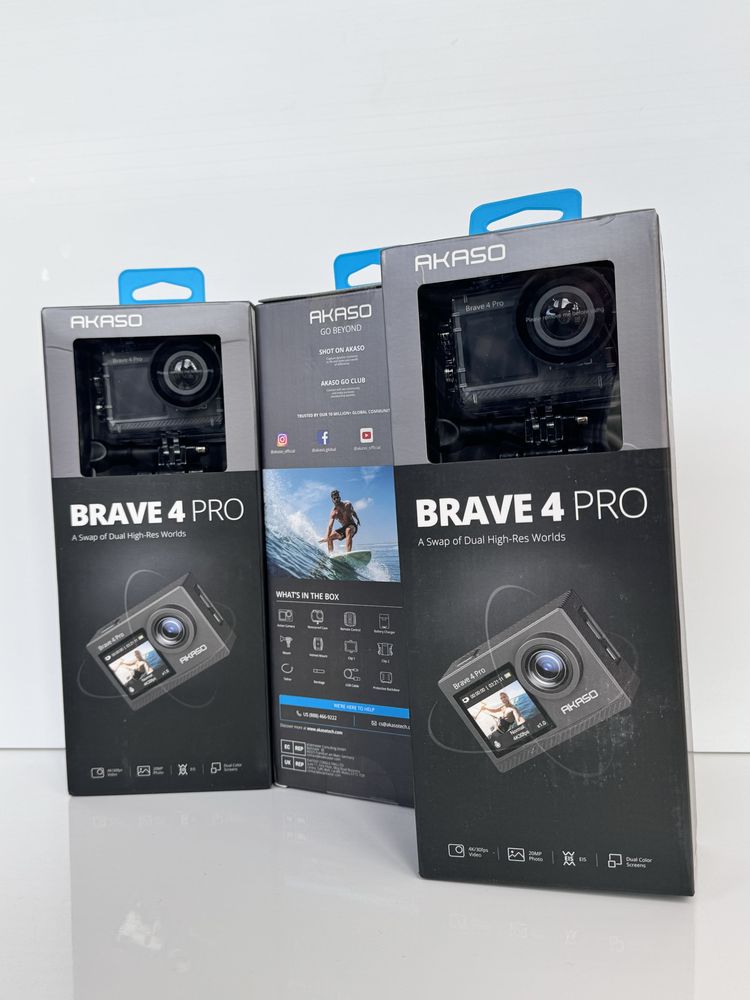 Екшн-Камера Відеокамера AKASO BRAVE 4 PRO 4K UHD 20МП 1350мАг
