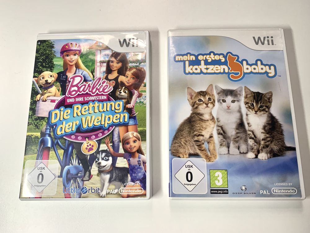Wii gry zestaw 4 sztuk wii fit barbie smack down raw kazten baby