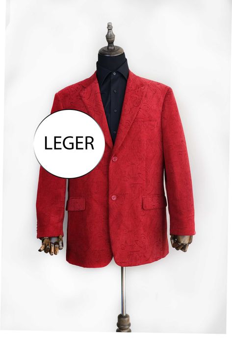 Marynarka męska Leger czerwona wzory XL