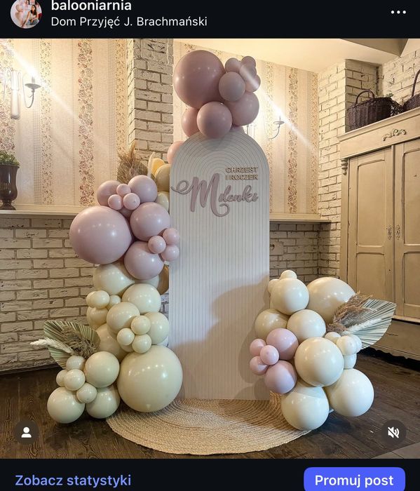 Ścianki balonowe dekoracje urodziny chrzest święty roczek 18 40 event
