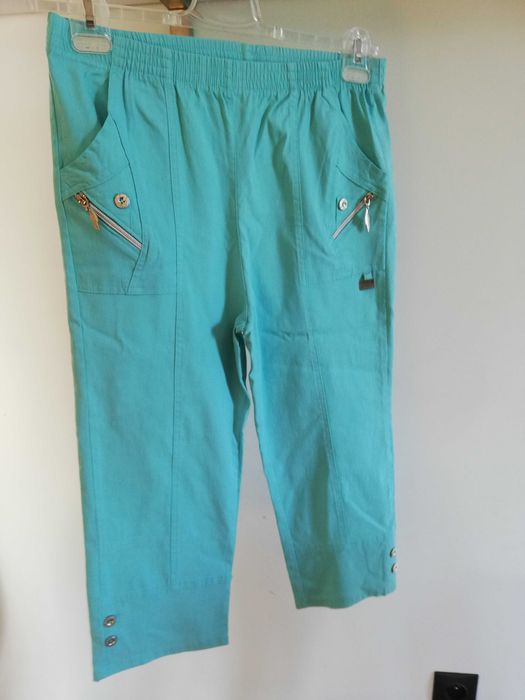 New Fashion turkusowe niebieskie morskie spodnie rybaczki 3/4 r. 46