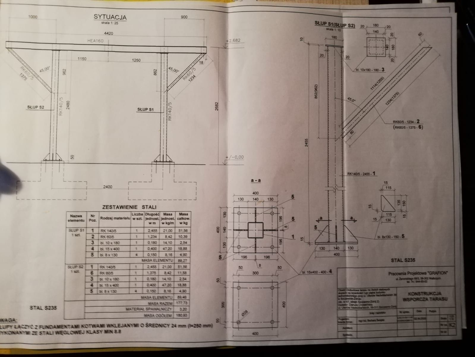 Taras stalowy z projektem, możliwość zabudowy na garaż