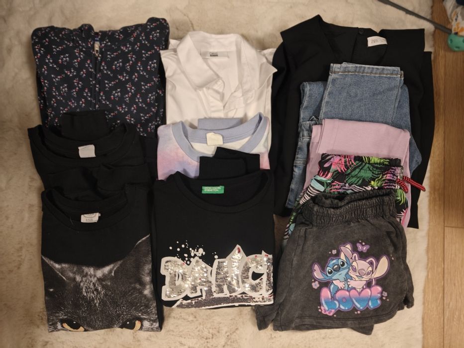 Zestaw bluzy, spodnie, sukienka, spodenki, koszule dziewczęce 11-12 l