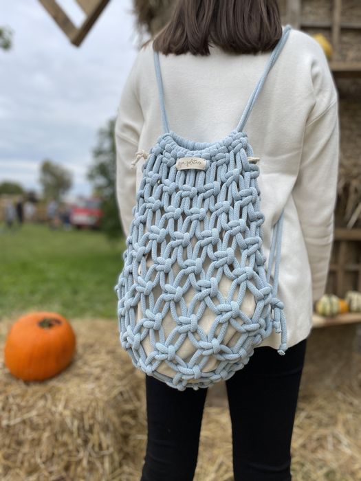 Worek plecak workoplecak makrama boho hippie handmade torba rękodzieło