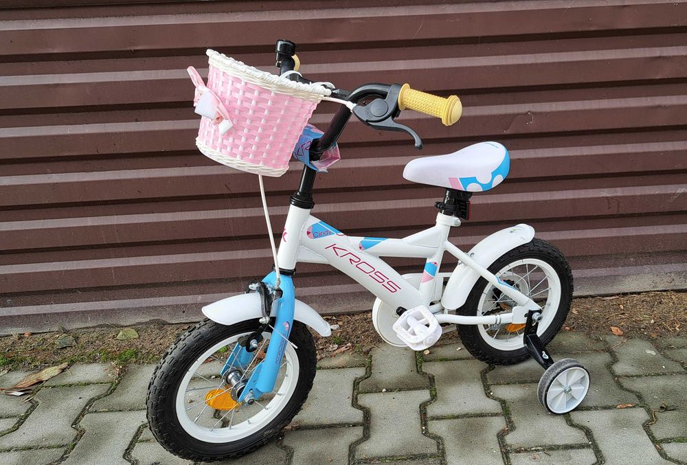 Rower dziecięcy Kross CIndy 12 cali torpedo kółka boczne koszyk