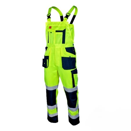 Spodnie robocze ogrodniczki BHP FLASH Odblask Mocne Potrójne 56