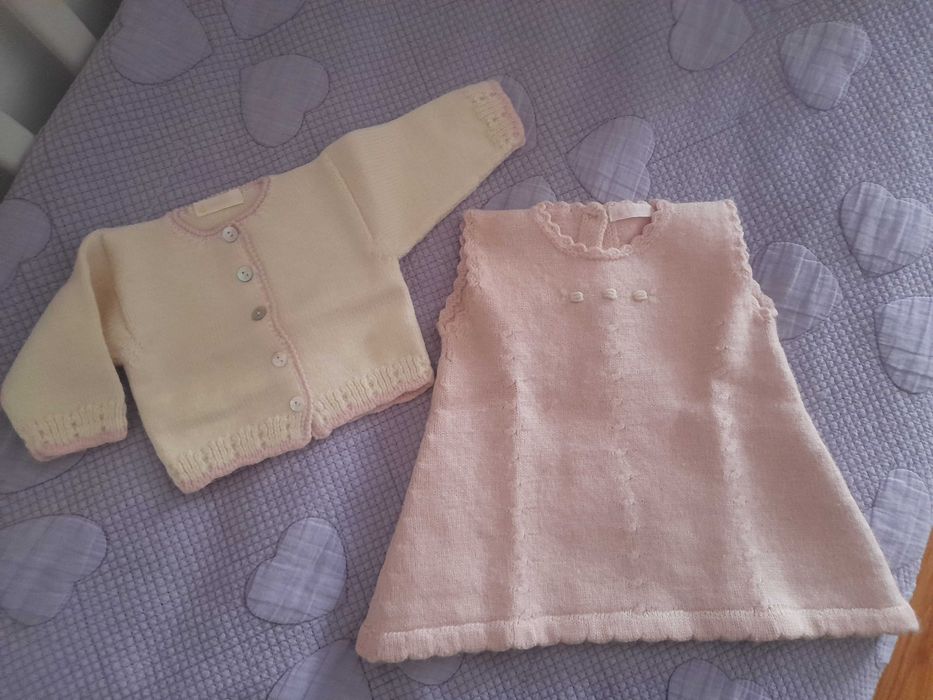 Conjunto casaquinho + vestido 0-1 mês