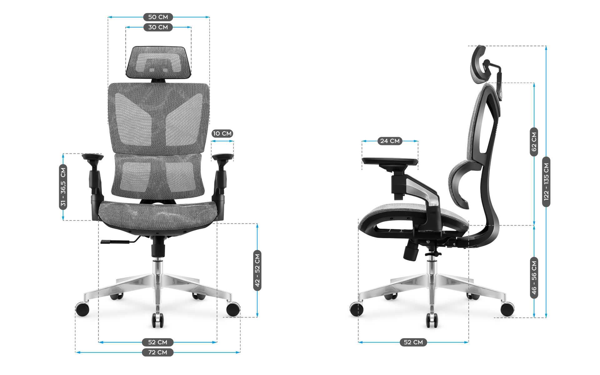 Fotel biurowy ergonomiczny Mark Adler Expert 8.5 Szary