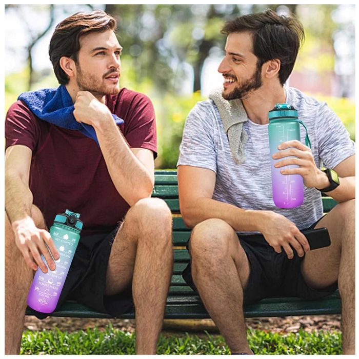 Butelka Motywacyjna Na Wodę 1L Bidon Sportowy z Podziałką i Miarką XXL