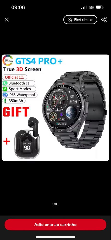 Smartwatch pulseira metalica