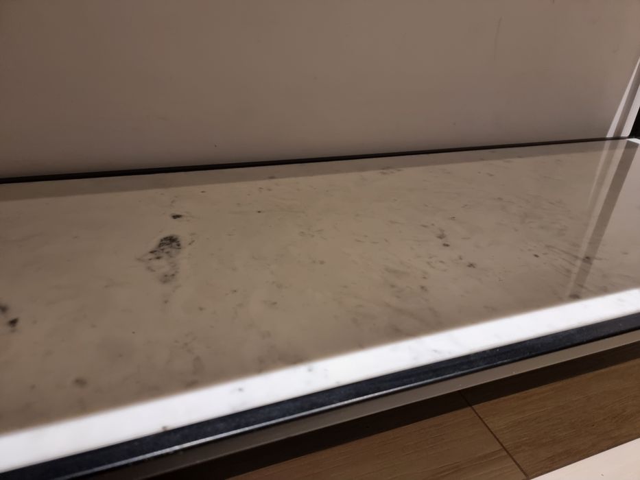 Konsola drewno metal z półką z marmuru