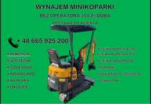 Wynajem minikoparki na doby 350zl