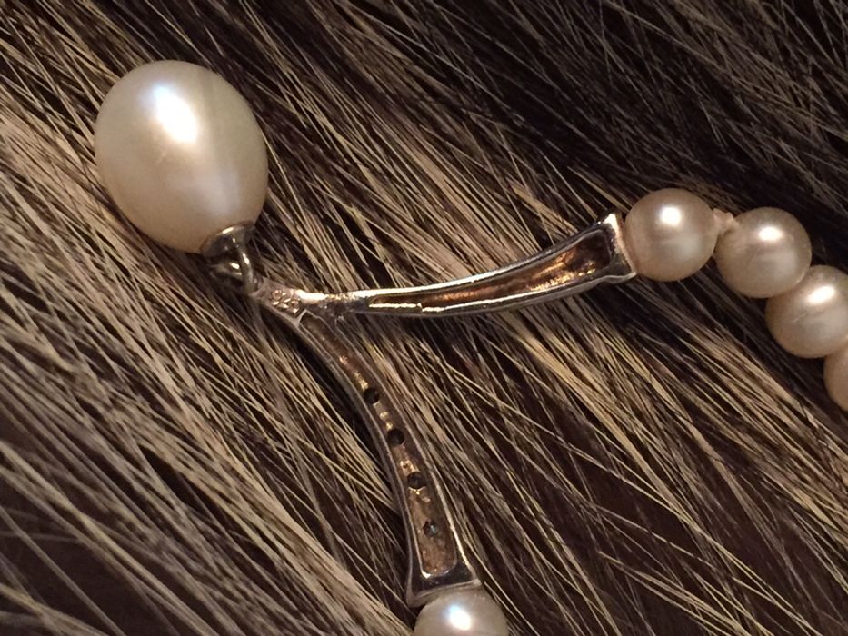 Намисто.Перлини.Жемчуг,фианиты,серебро .