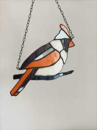 Ptak witraż kardynałek kolorowy