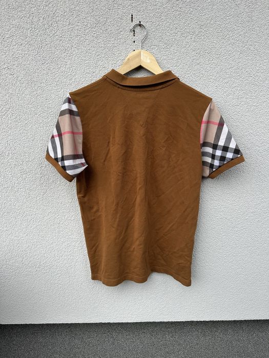 Burberry M brązowa musztardowa koszulka polo haft logo