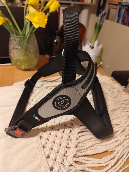 SZELKI dla psa TRE PONTI  75-95 cm - czarno-szare Z ODBLASKAMI mocne