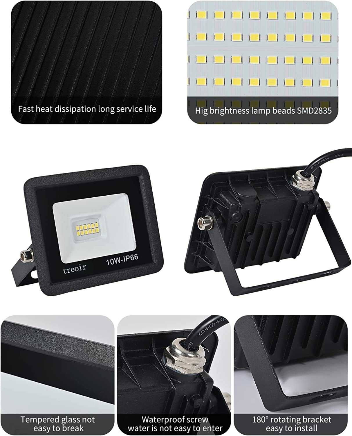 Focos LED projetor 10W 1000LM exterior