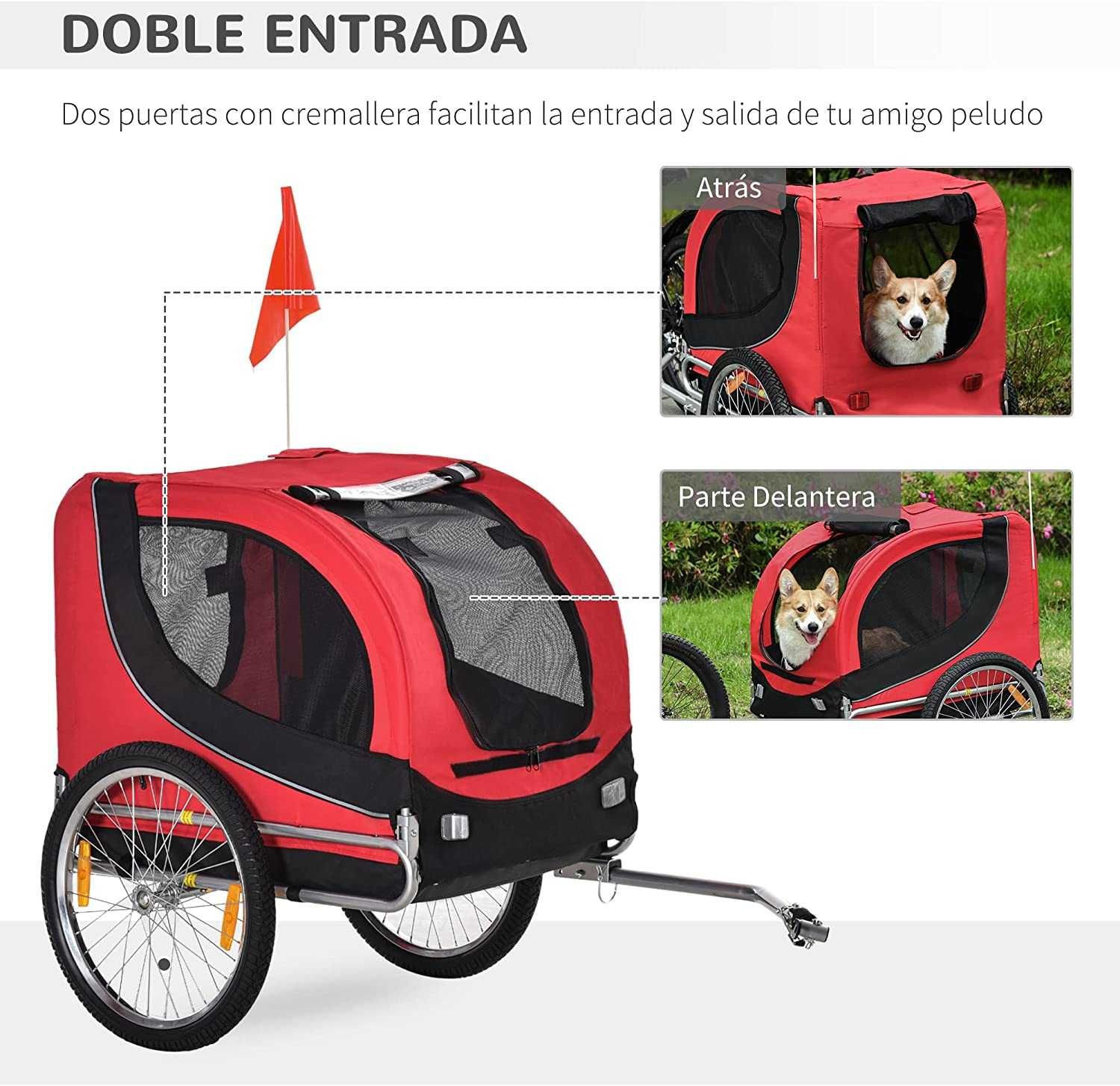 Reboque bicicleta para cães e animais de estimação,130 x 73 x 90 cm