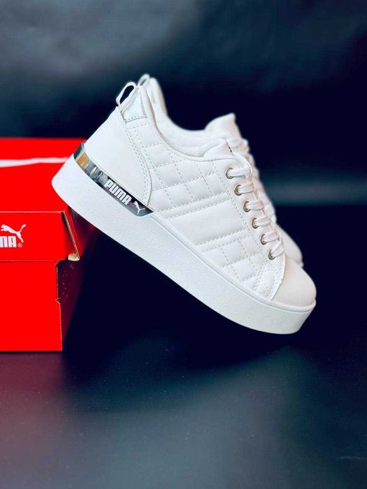 Женские осенние кроссовки пума белые натуральная кожа кросовки puma