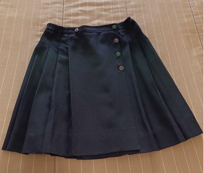 Saia Azul Fazenda às pregas, trespassar aperta lado, 14 anos Trotinete