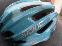 Kask rowerowy Rhokic 50-57 cm z lampką kolorowy