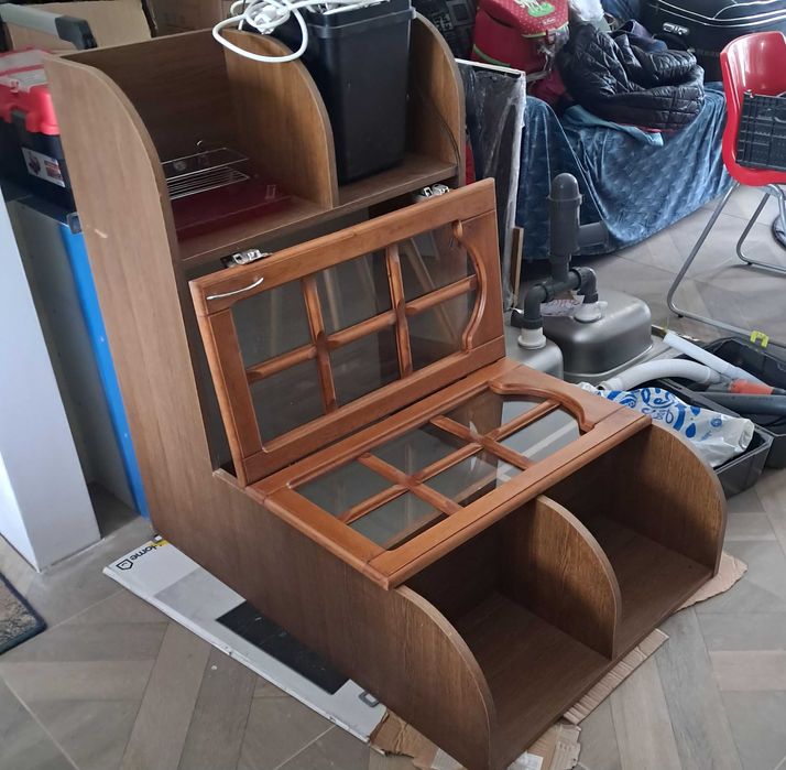 Szafka witryna narozna drewno 100x100cm i szafka stojaca 45 z blatem