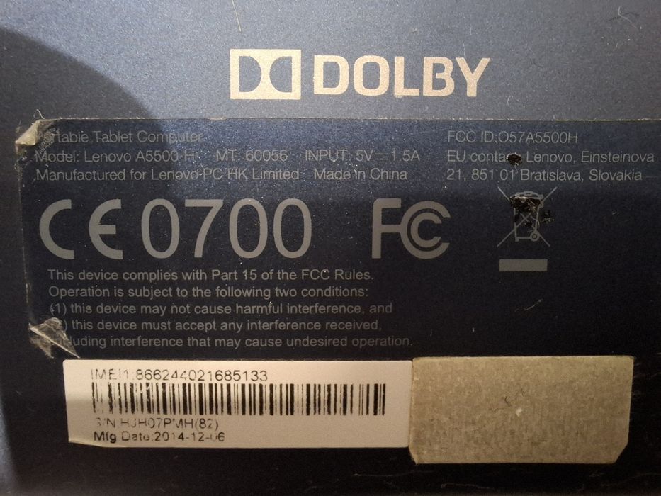 Tablet lenowo a5600 h