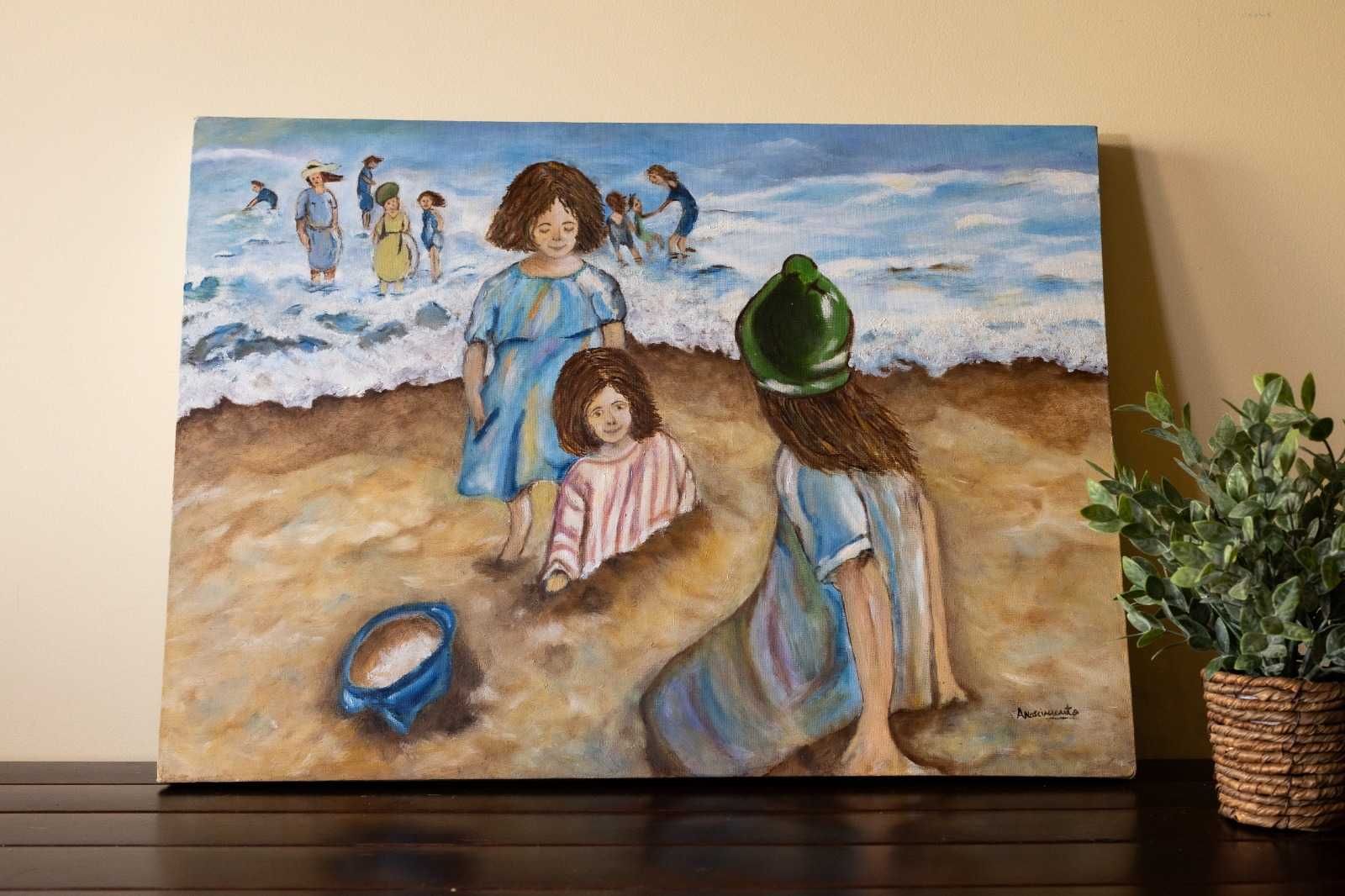 Pintura a óleo sobre tela 60x50 cm - Praia das Crianças