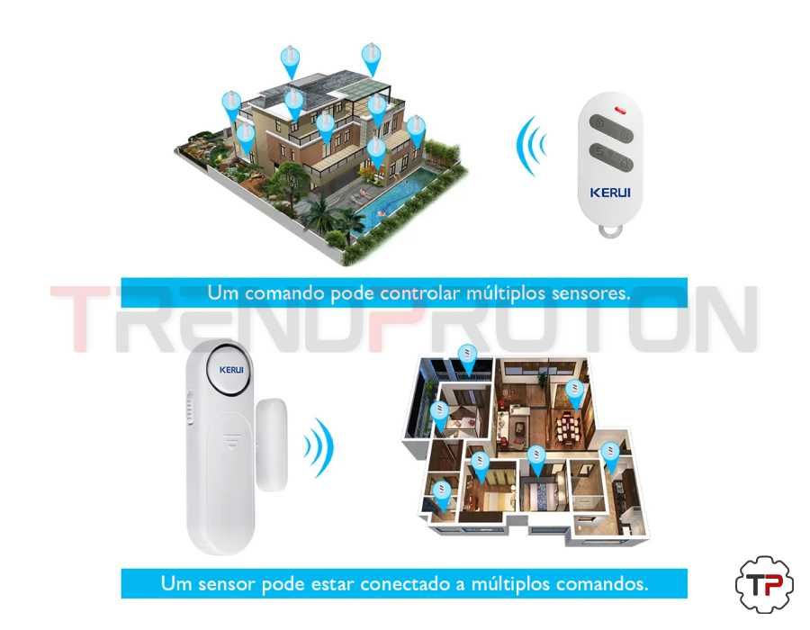 Alarme de Porta KERUI c/ Sensor Magnético e Comando 120dB