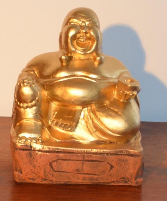 Estatueta BUDA Hotei San Sentado – Material: Pó de Pedra