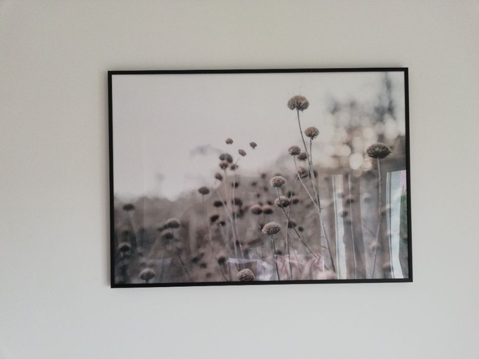 Quadro flores com moldura preta