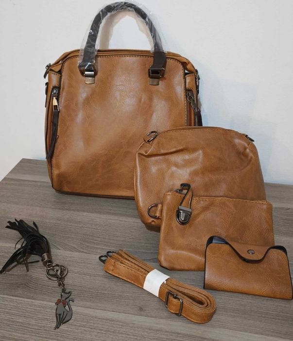 Elegancka Torebka Damska, Zestaw 4w1, Kosmetyczka, Portfel, na prezent