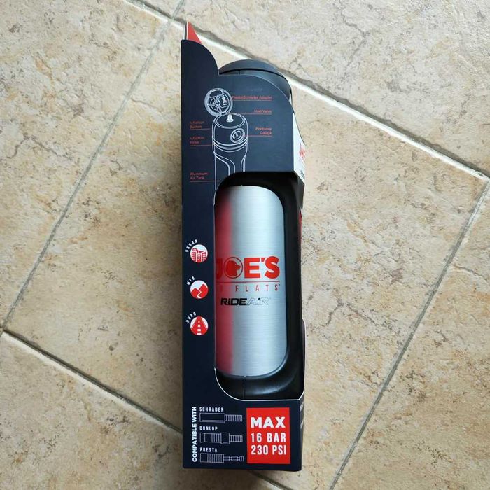 Joe's No Flats RideAir Tubless Booster 16Bar Preto - Novo